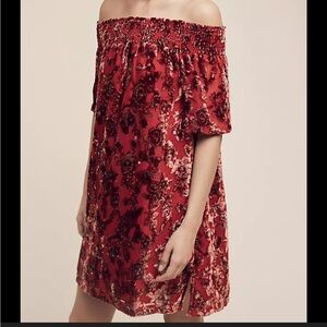 Anthropologie Burnout Velvet Dress